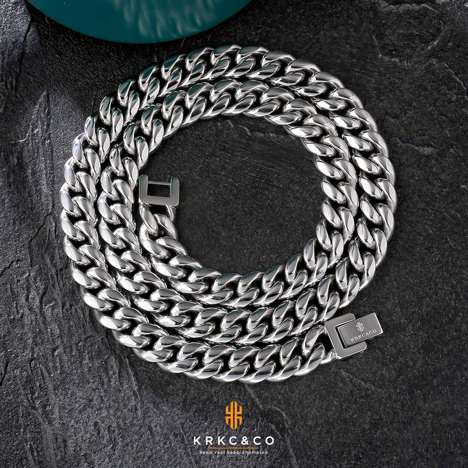 Herren Panzerkette 18K Gold/Weißgold Cuban Link Chain 55.9cm