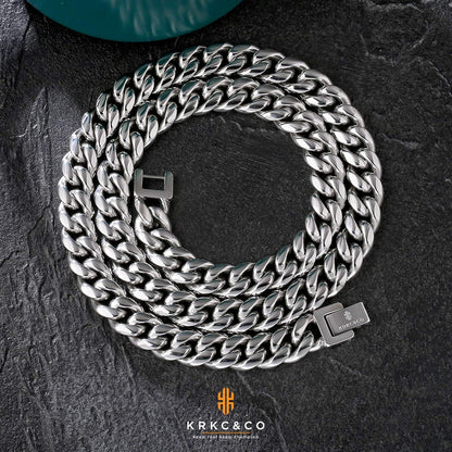 Herren Panzerkette 18K Gold/Weißgold Cuban Link Chain 55.9cm