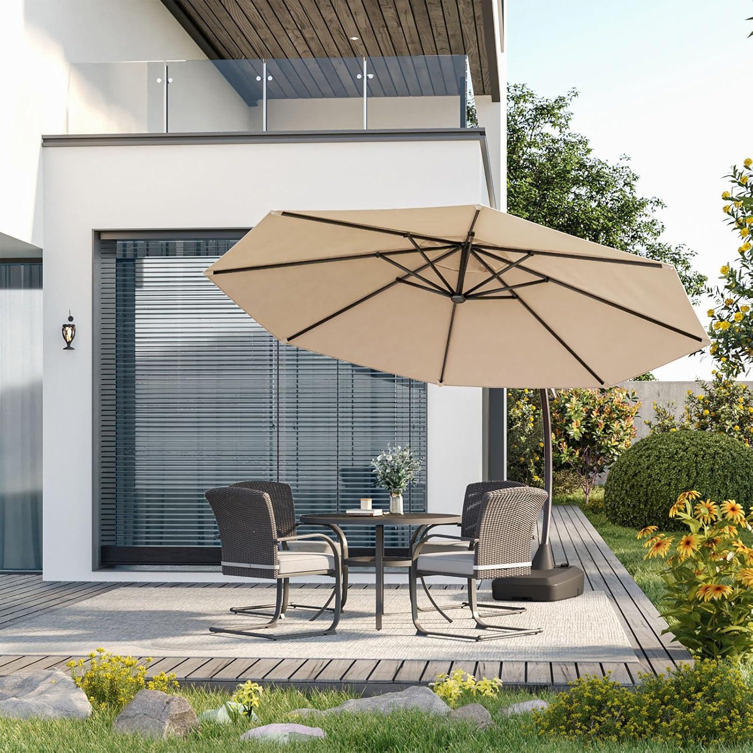 Großer Sonnenschirm 350cm mit Schirmständer & UV-Schutz UPF