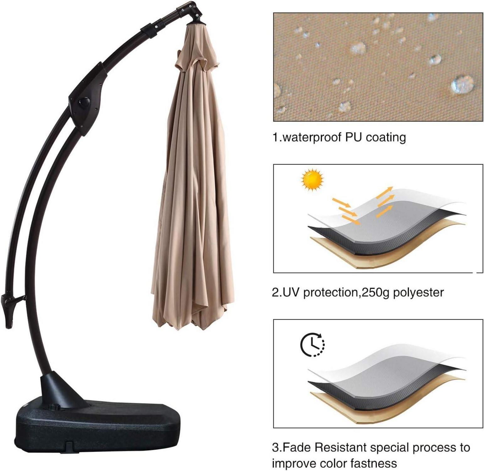 Großer Deluxe Sonnenschirm 350cm mit Volant, UV-Schutz