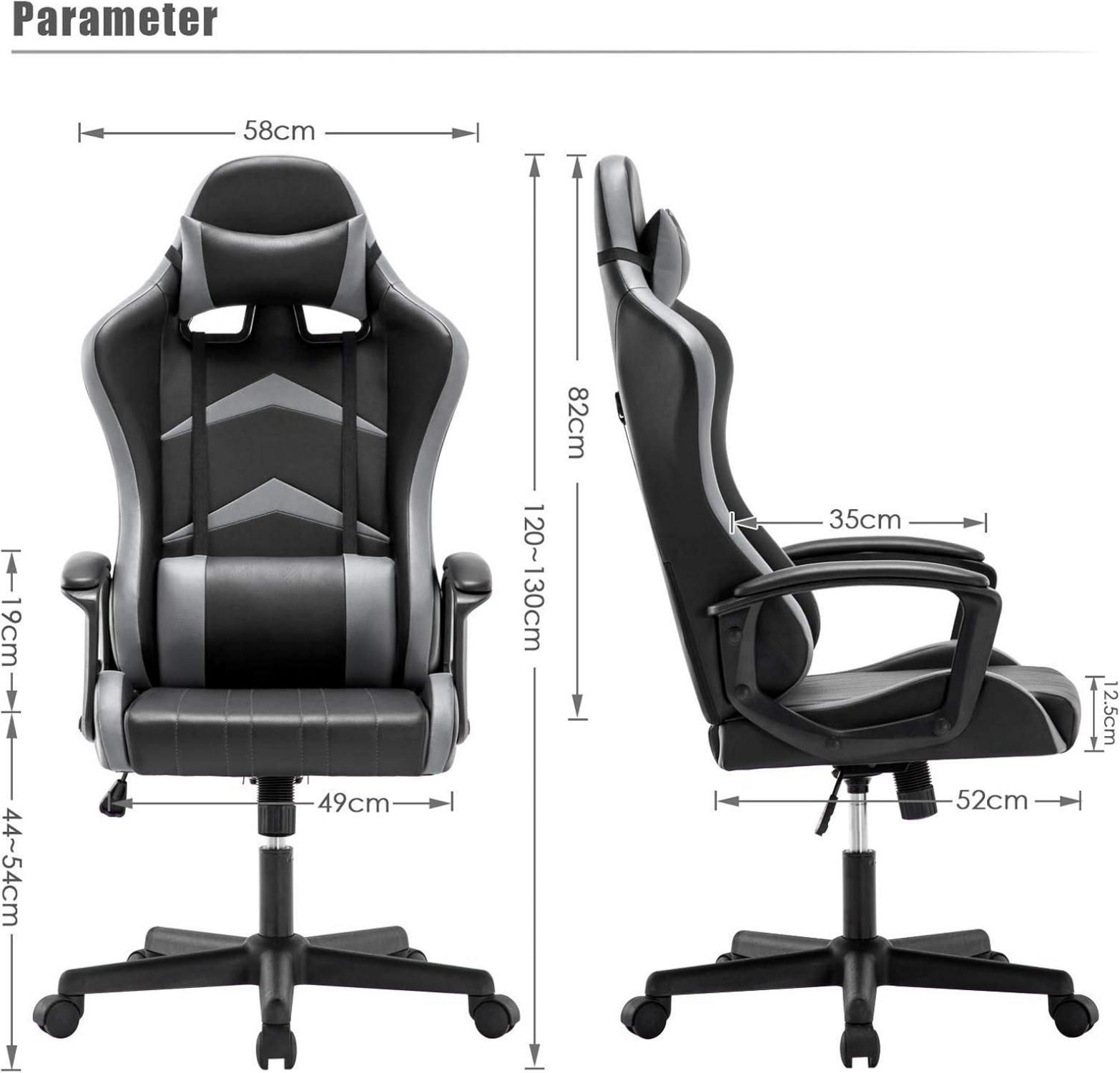 Gaming Stuhl mit Verstellbarem Kopfkissen und