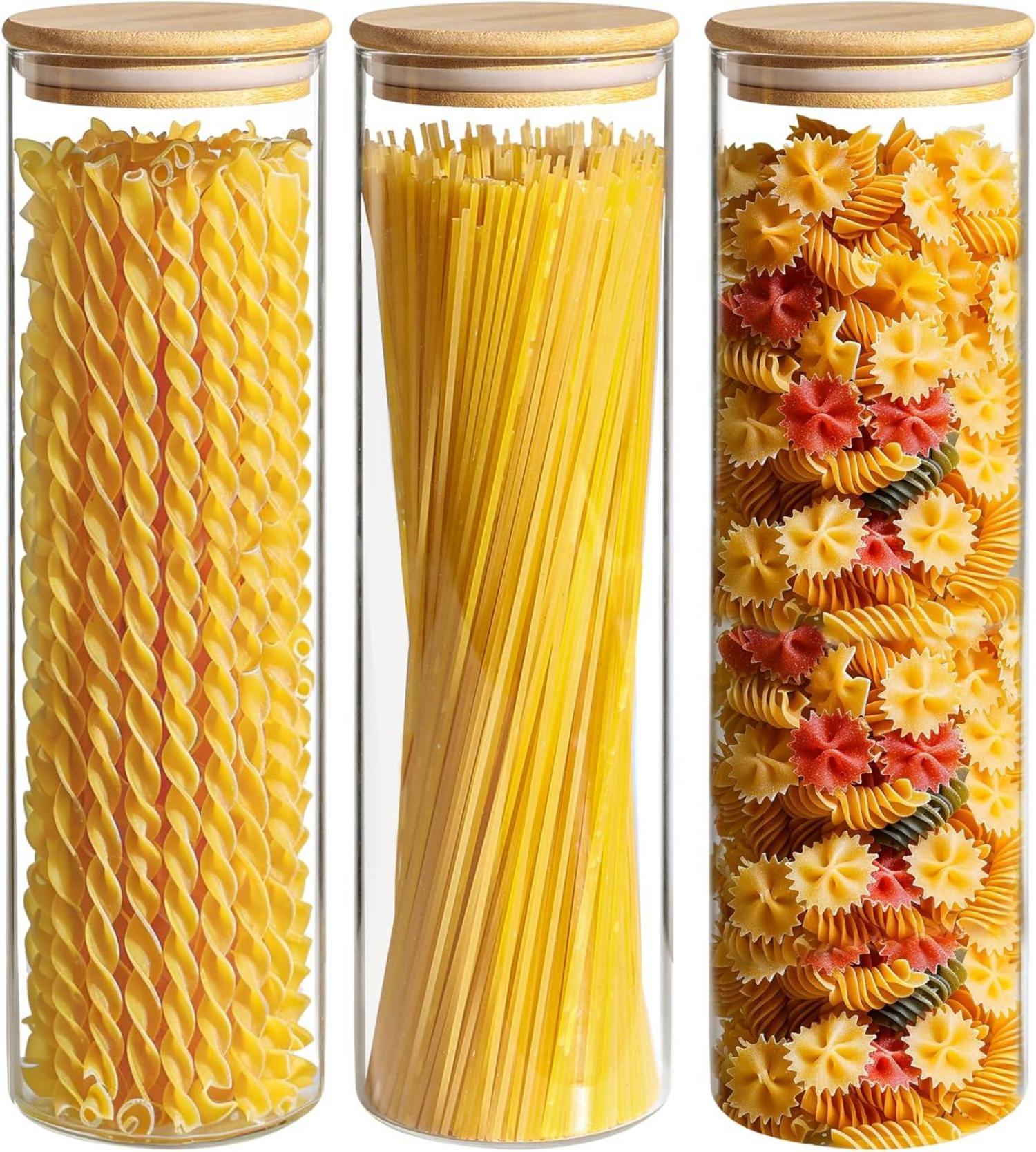 Vorratsgläser 1200ml Luftdicht 3er Set Glasbehälter Bambusdeckel