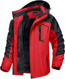 Winter Skijacke Herren Fleece Softshelljacke Wasserdicht Rot