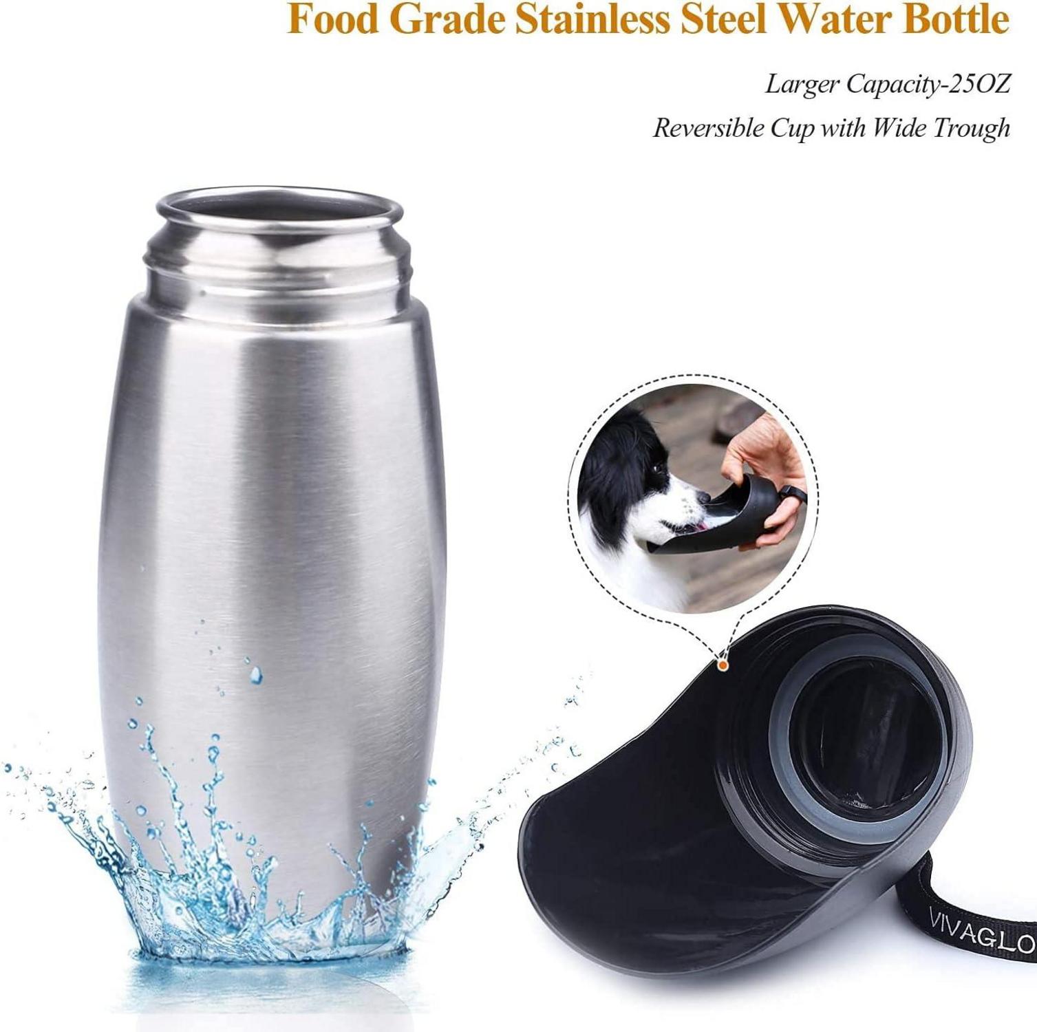 Edelstahl Hundetrinkflasche 750ml mit Neopren Flaschenhalter