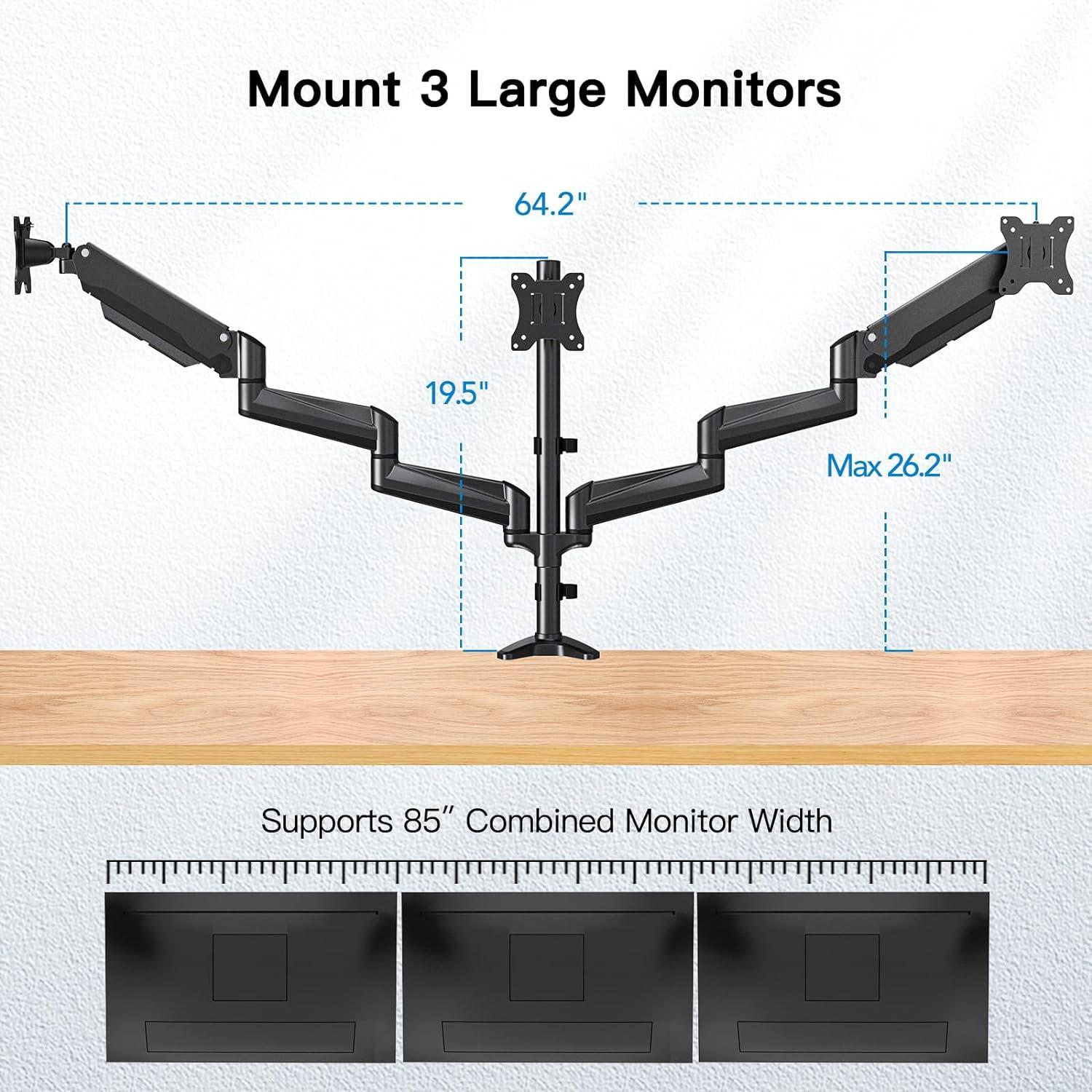 Monitor Halterung für 3 Monitore 17-32 Zoll, Höhenverstellbar