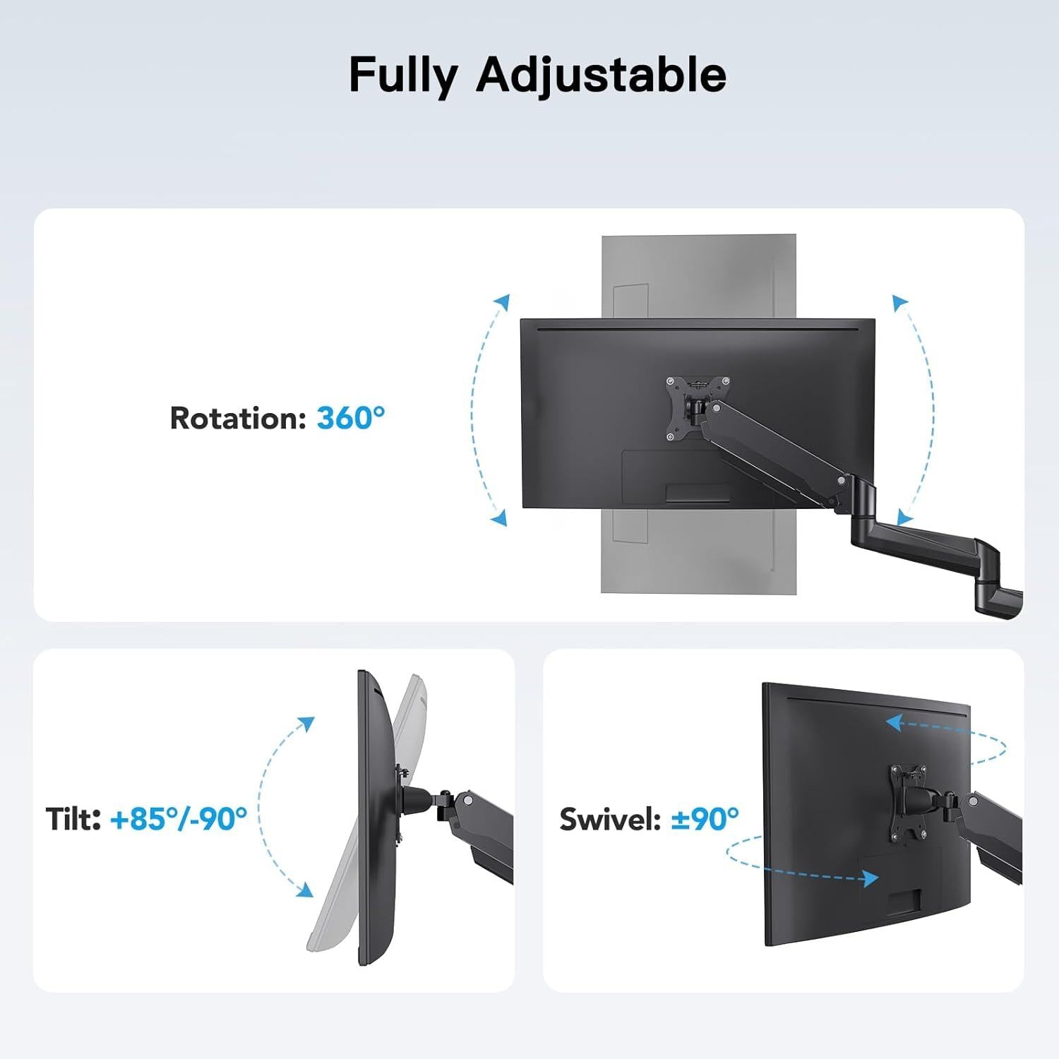 Monitor Halterung 3 Monitore für 17-32 Zoll Bildschirme, Höhenverstellbar, Trägt 8kg/Arm