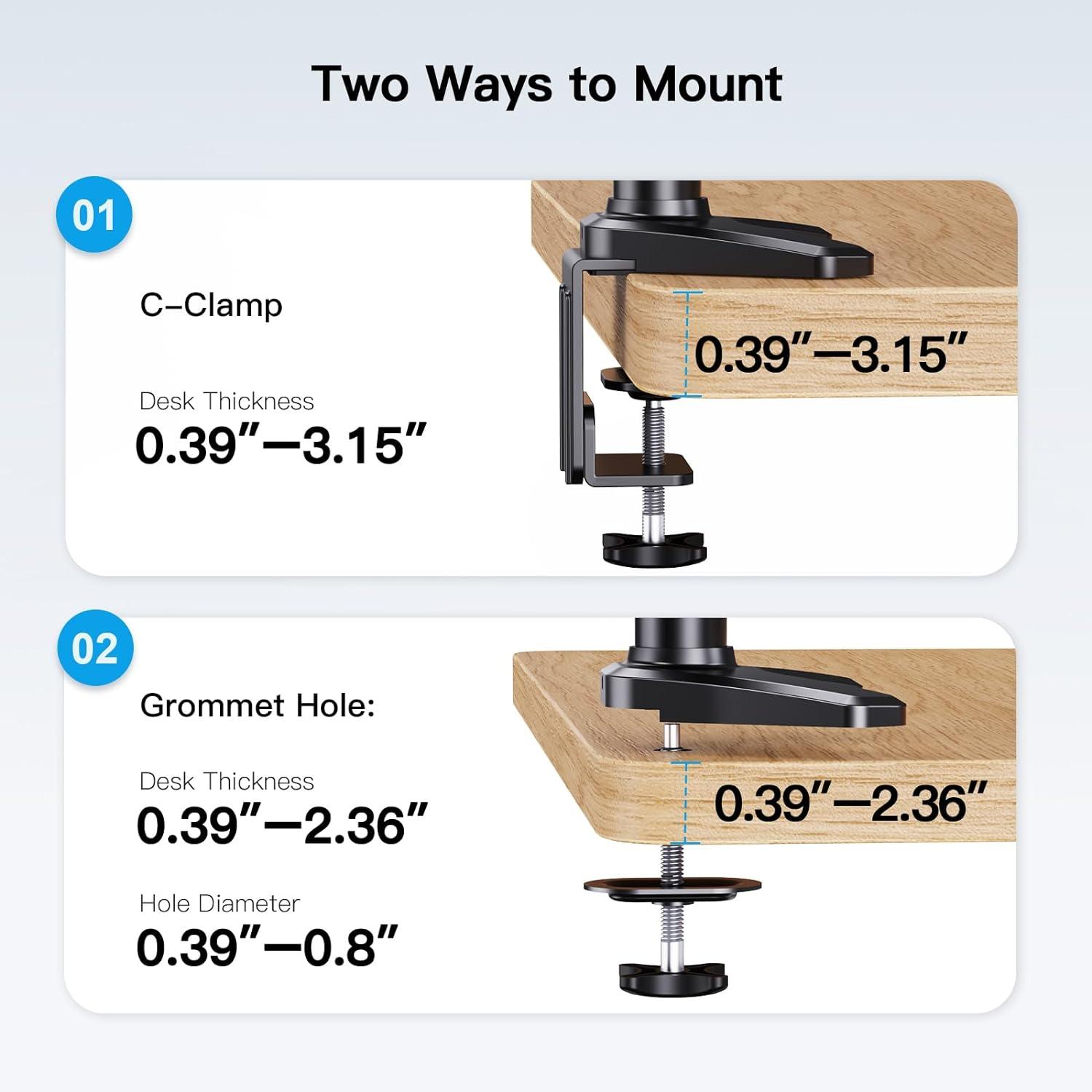 Monitor Halterung 3 Monitore für 17-32 Zoll Bildschirme, Höhenverstellbar, Trägt 8kg/Arm