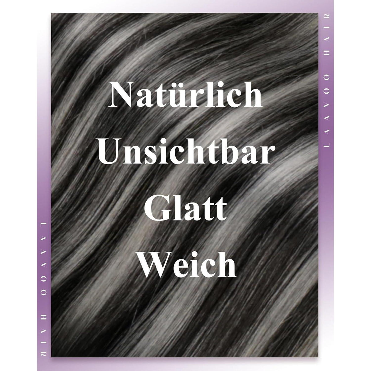 Echthaar Tressen Balayage Schwarz Silber 45cm