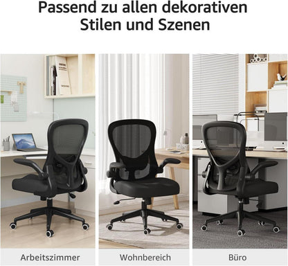 Ergonomischer Bürostuhl mit hochklappbarer Armlehne und