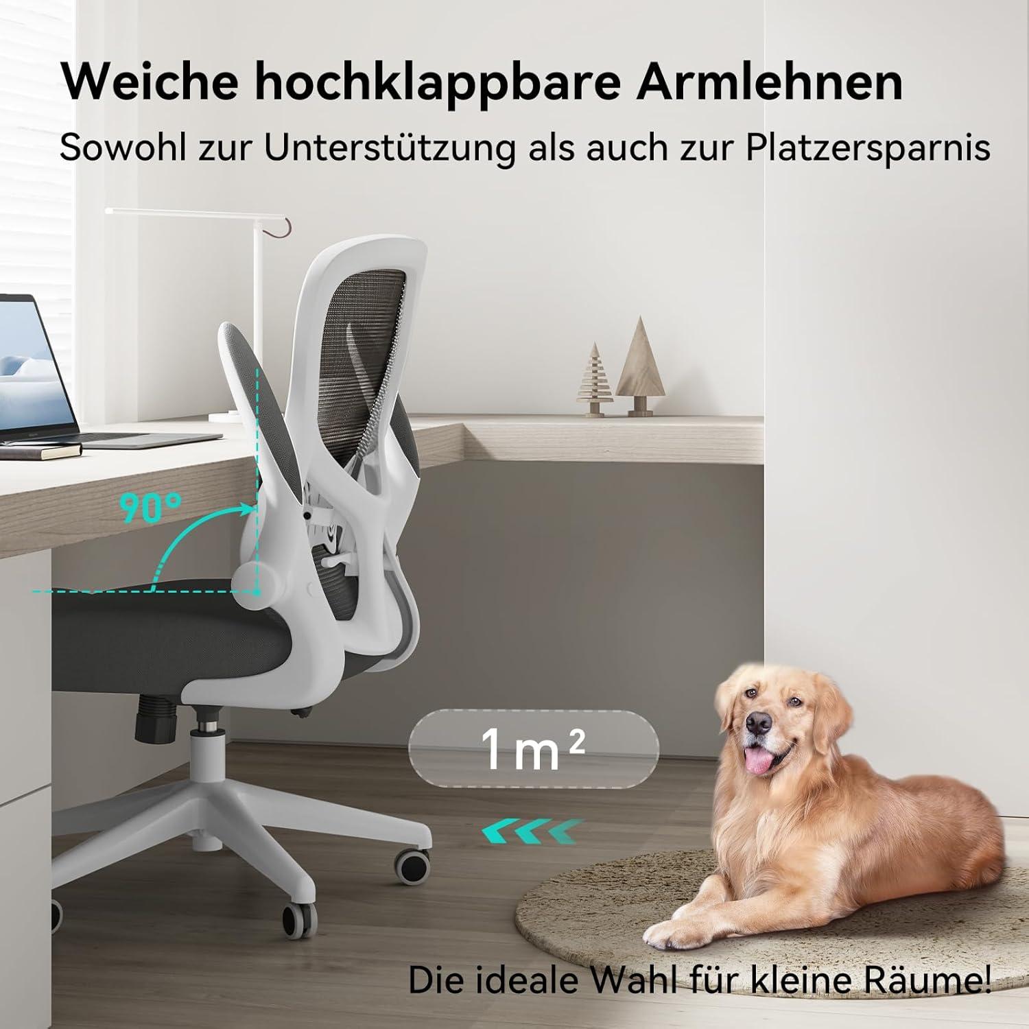 Hbada Ergonomischer Bürostuhl mit hochklappbaren Armlehnen und