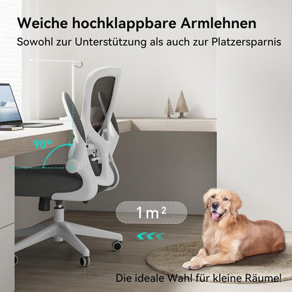 Hbada Ergonomischer Bürostuhl mit hochklappbaren Armlehnen und