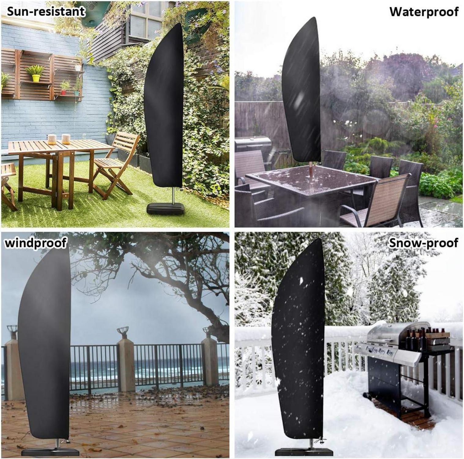Wasserdichte Ampelschirm Schutzhülle 265cm Schwarz Sonnenschirm Hülle
