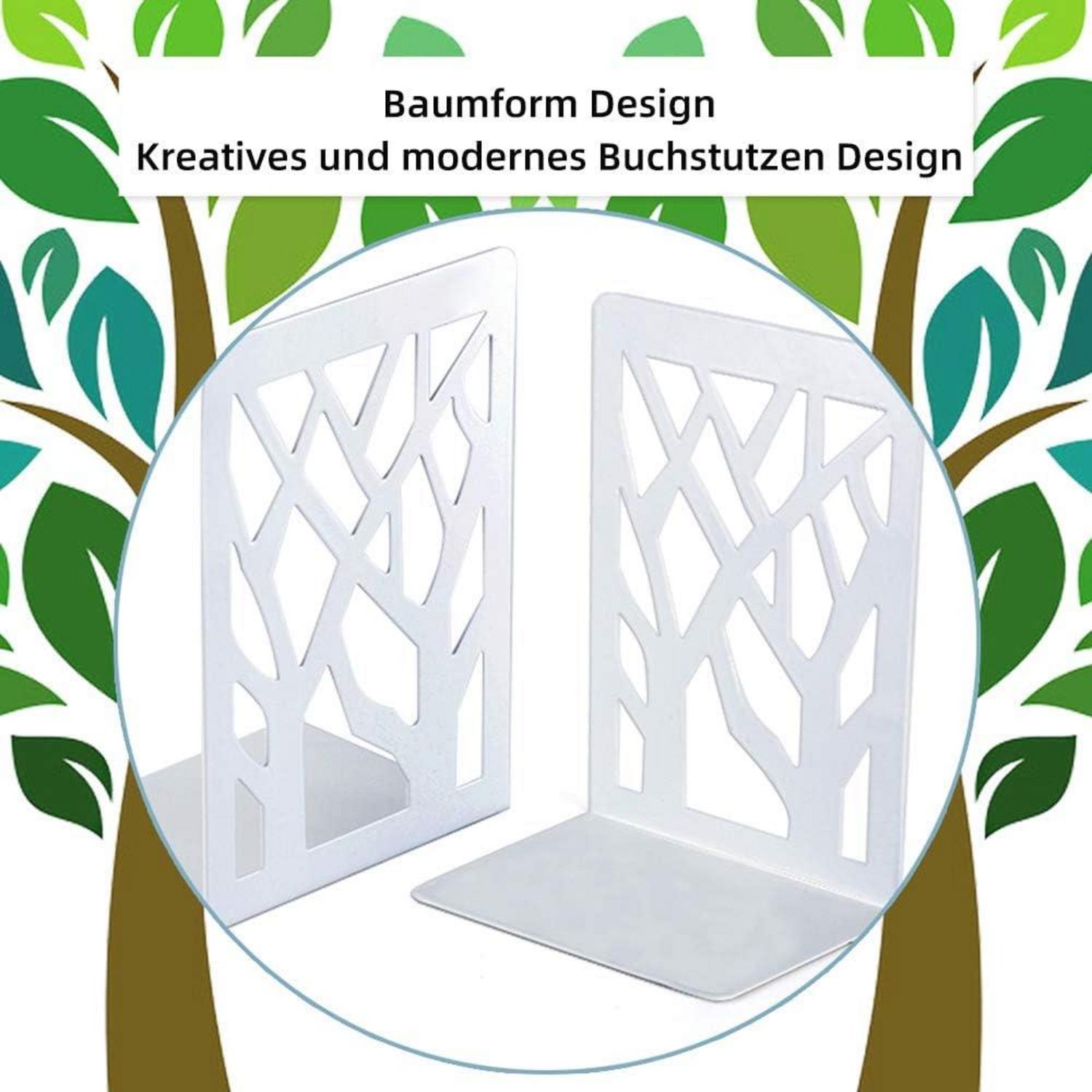 Buchstütze Metall weiß 2 Paar, rutschfeste CD DVD Halterung
