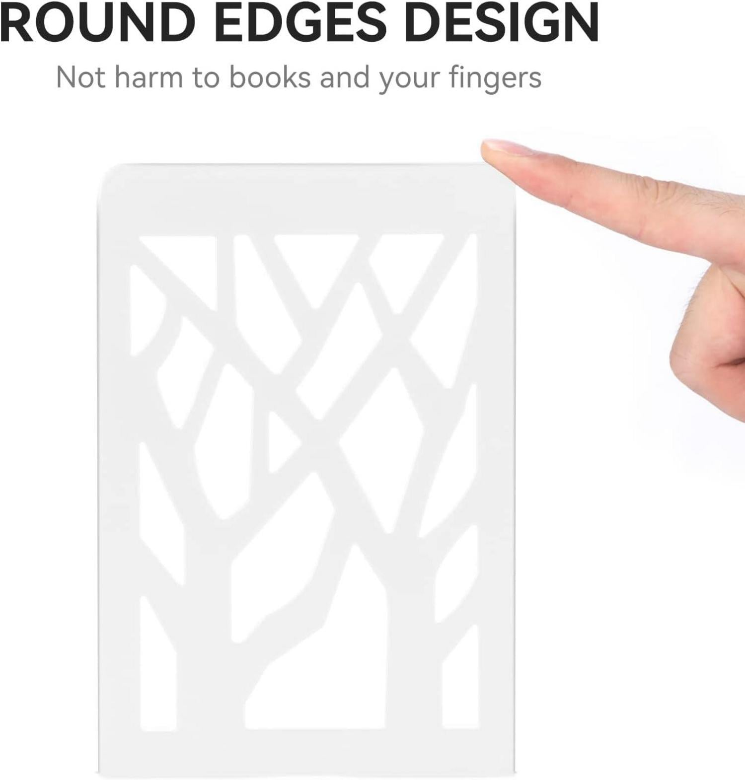 Buchstützen Set Metall Weiß 18cm H Anti Rutsch Design