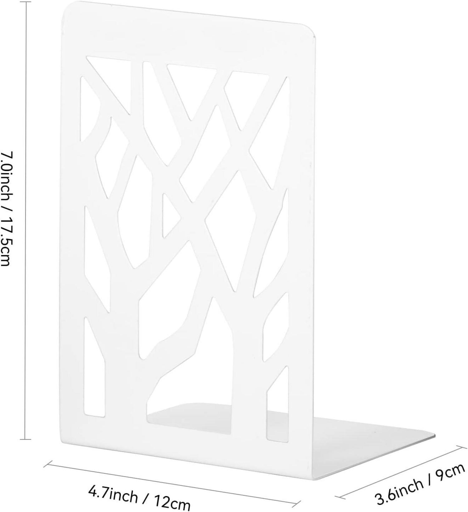 Buchstütze Metall Weiß 1 Paar - Halter für Regal DVD CD Kinder - UNSICHTBARER Bücherhalter 18cm