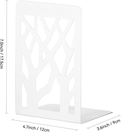 Buchstütze Metall Weiß 1 Paar - Halter für Regal DVD CD Kinder - UNSICHTBARER Bücherhalter 18cm