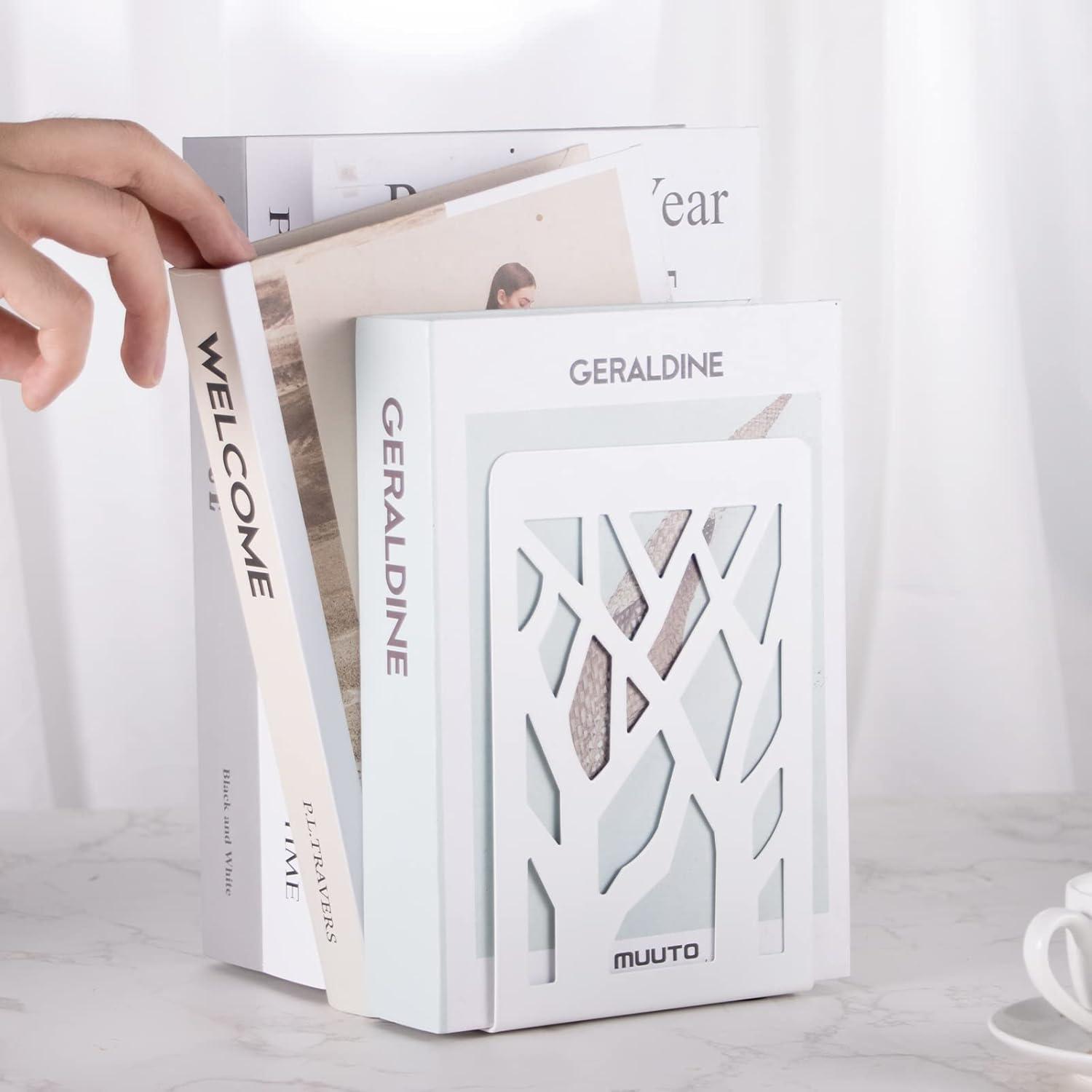 Buchstützen Book Holder CD Kinder Metall Bücher Halter Regal DVD White