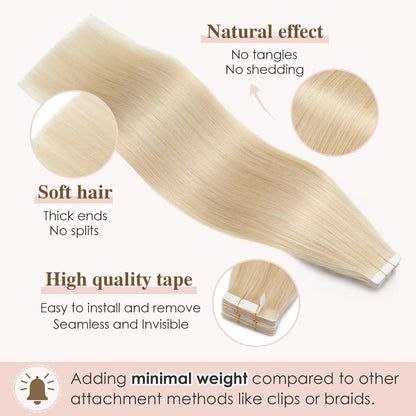 Blond Tape Extensions Echthaar 50cm - 40 Stück Remy Haarverlängerung