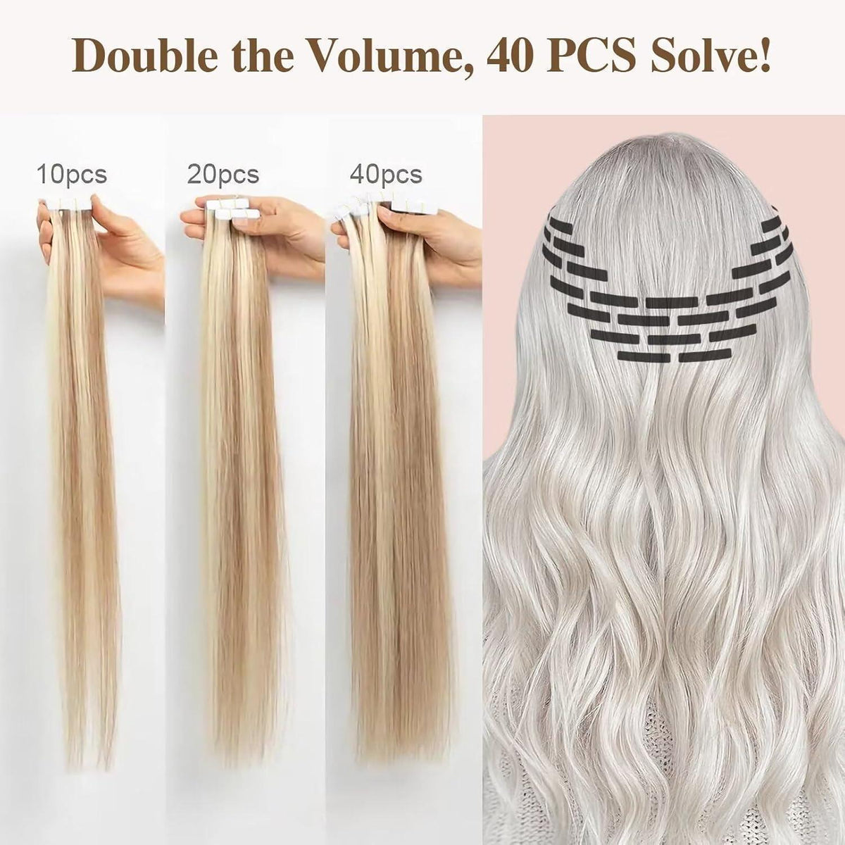 Blond Tape Extensions Echthaar 50cm - 40 Stück Remy Haarverlängerung