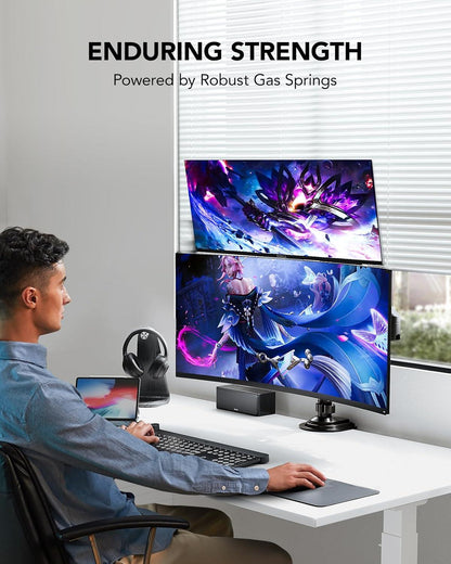 Monitor Halterung für 2 Monitore 13-32 Zoll Bildschirme Neigbar Schwenkbar Drehbar VESA 75 100 Tragfähigkeit 9 kg