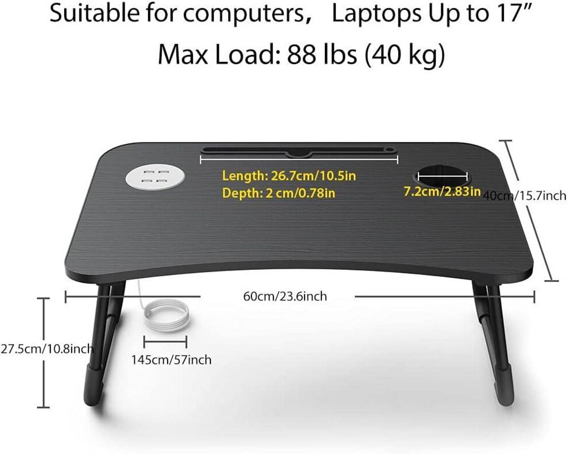 Faltbarer Laptoptisch mit USB/Tassenschlitz | Multifunktionstisch für