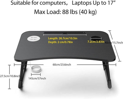 Faltbarer Laptoptisch mit USB/Tassenschlitz | Multifunktionstisch für