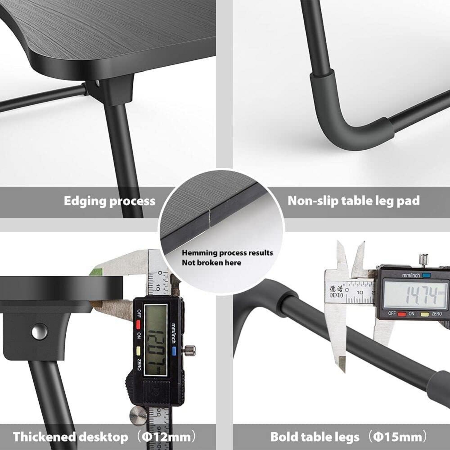 Tragbarer Laptoptisch mit USB/Tassenschlitz, Faltbarer Notebooktisch, Multifunktionstisch - Blau