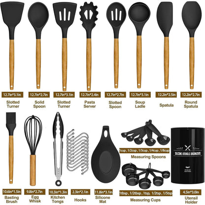 Küchenutensilien-Set antihaftbeschichtet Silikon Holzgriff