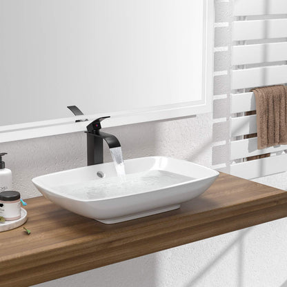 Auralum Wasserhahn Bad Wasserfall Schwarz 204mm Hoch Auslauf Einhebelmischer Badezimmer