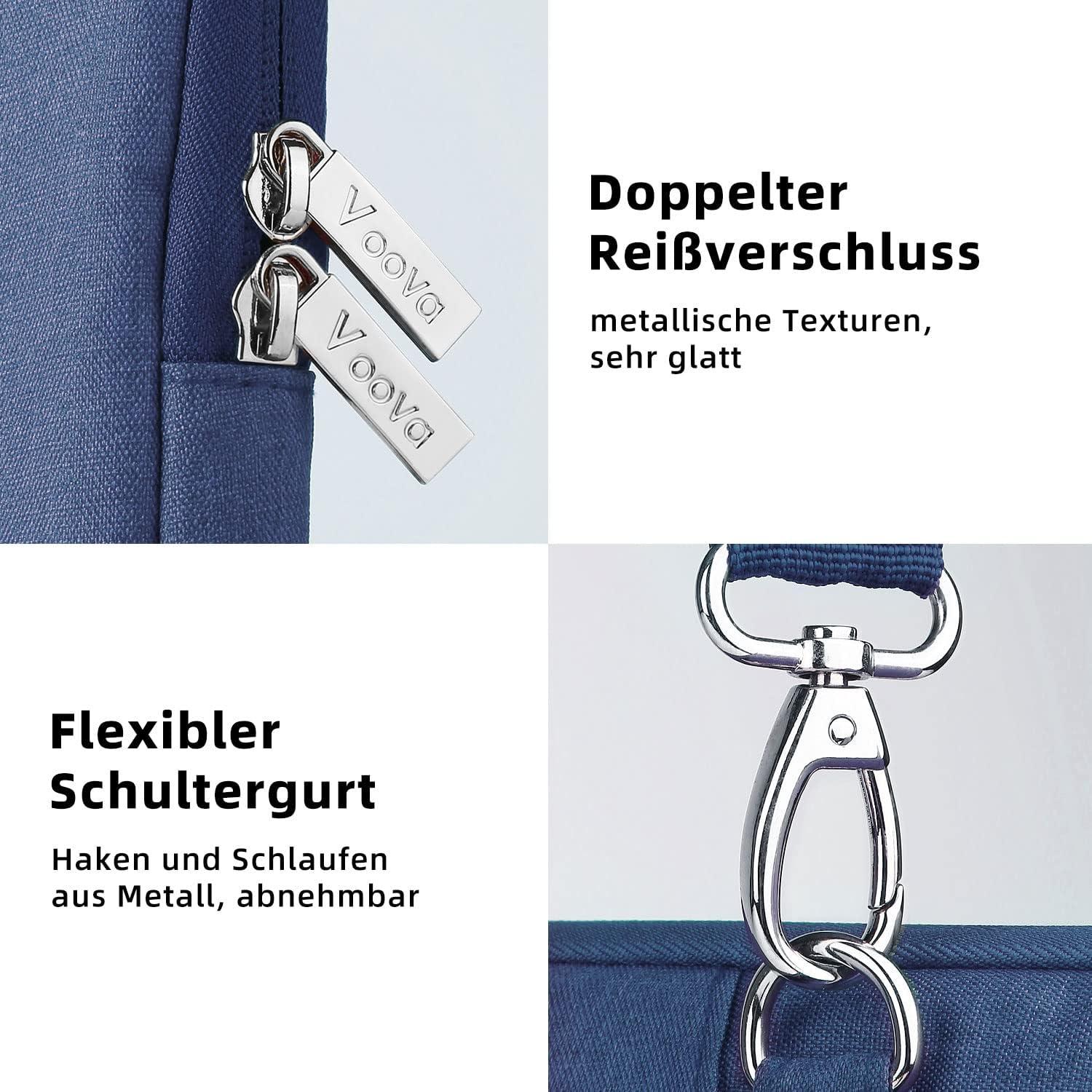 Voova Laptoptasche 17,3 Zoll Leicht Wasserdicht Schultergurt Blau