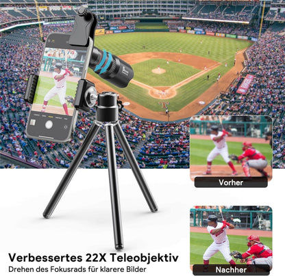 Handy Objektiv Kit 22X Tele Makro Weitwinkel Fisheye Lens Set