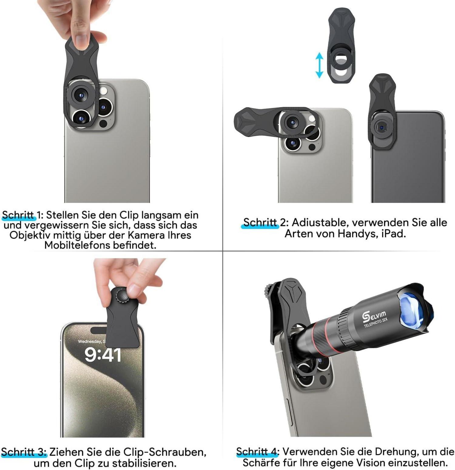 Handy Objektiv Linse Kit 22X 25X Makro 0,62X Weitwinkel