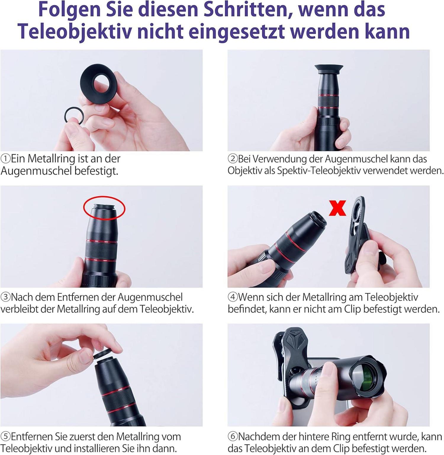 Handy Objektiv Linse Kit Set 22X 25X 0,62X 235° Tele Makro Weitwinkel Fisheye