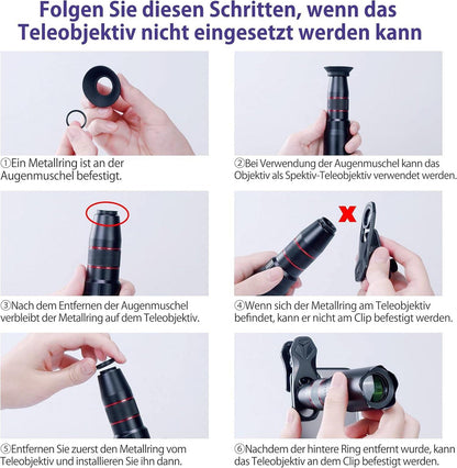 Handy Objektiv Linse Kit Set 22X 25X 0,62X 235° Tele Makro Weitwinkel Fisheye