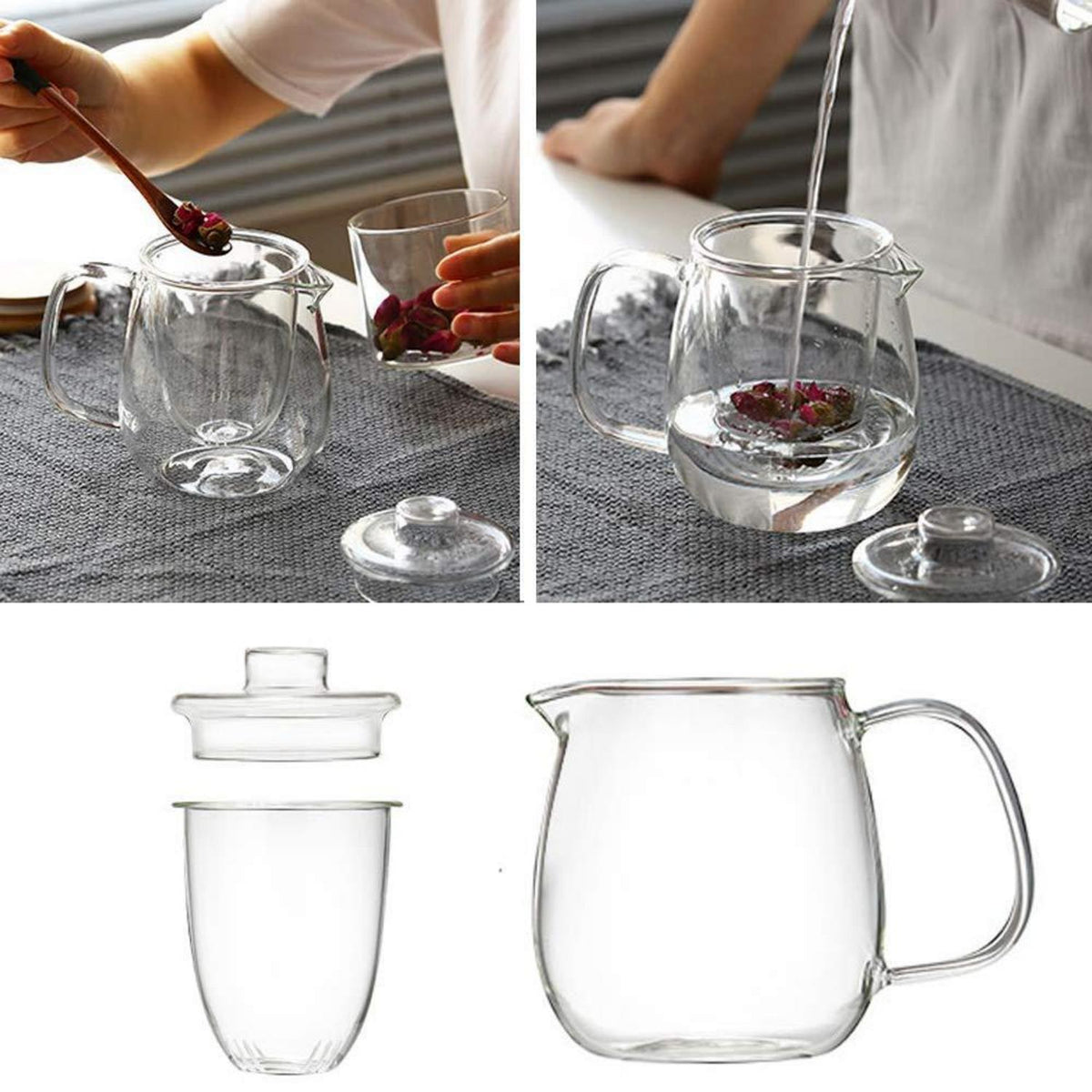 700ml Glasteekanne mit Sieb – Pinguin-Design für Tee & mehr