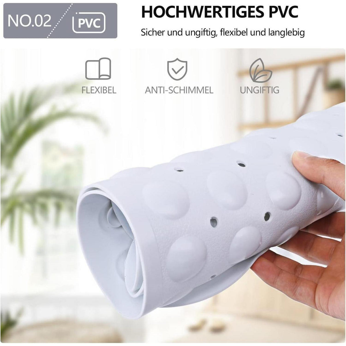 Rutschfeste Duschmatte Viertelkreis Eckdusche mit Saugnäpfen