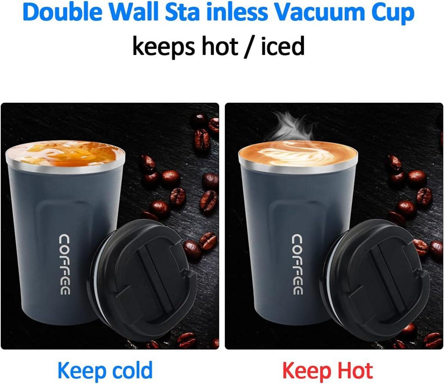 Schwarze Vakuum Kaffeetasse aus Edelstahl für heiße Getränke