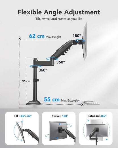 Monitor Halterung 13-32 Zoll Gasdruckfeder Arm 360° Drehbar Vesa 75/100 2-9 KG