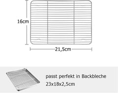 Abkühlgitter 2er-Set Edelstahl Kuchengitter 21,5 x 16 cm