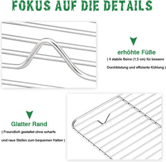 Auskühlgitter Edelstahl 2er-Set Braten Backen Grillen Kühlen 21,5 x 16