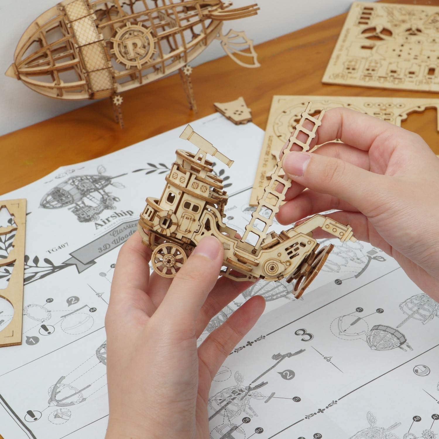 Rolife 3D Holz Zeppelin Puzzle Bausatz für Erwachsene und