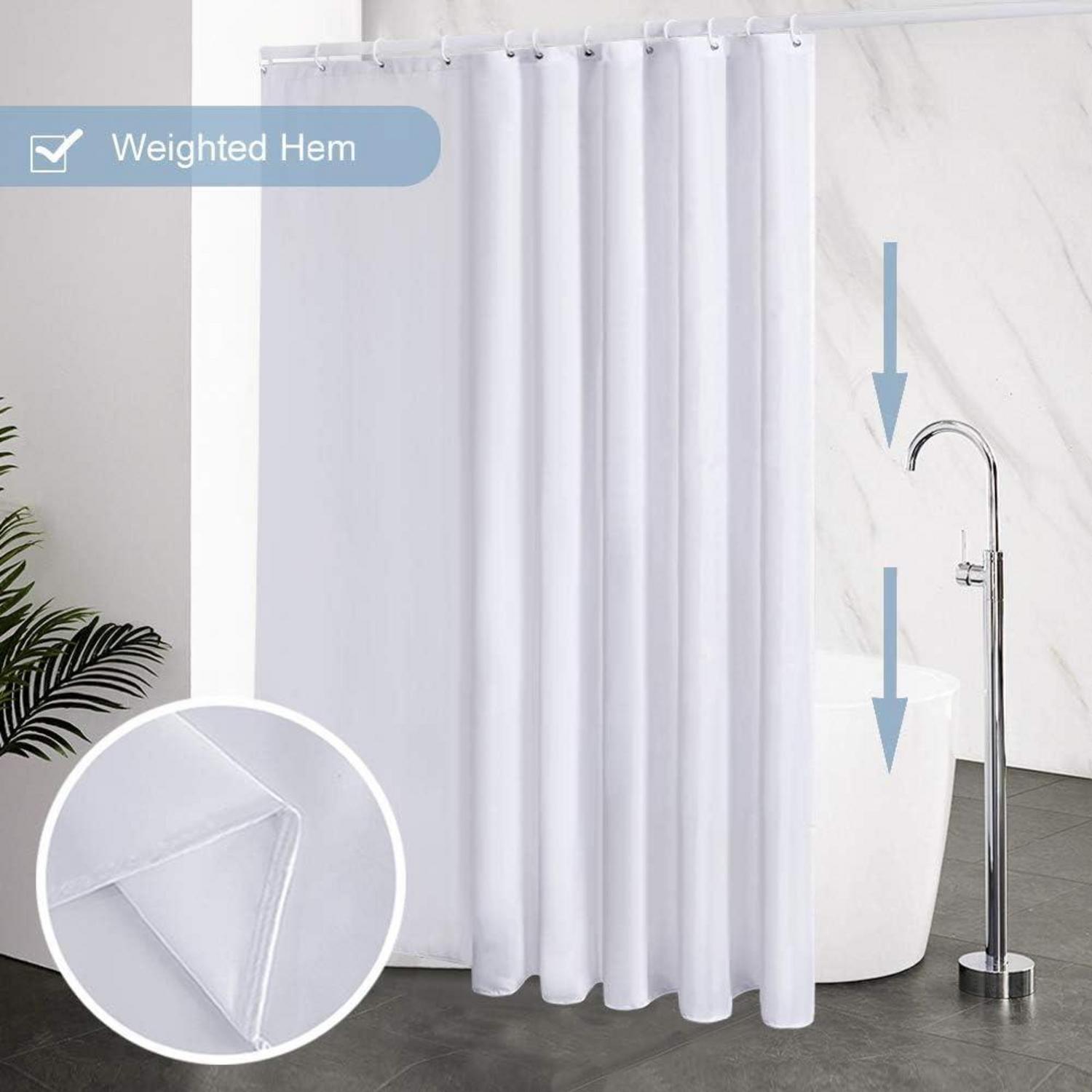 Furlinic Extra Großer Duschvorhang Textil Weiß 200x200cm Anti-schimmel