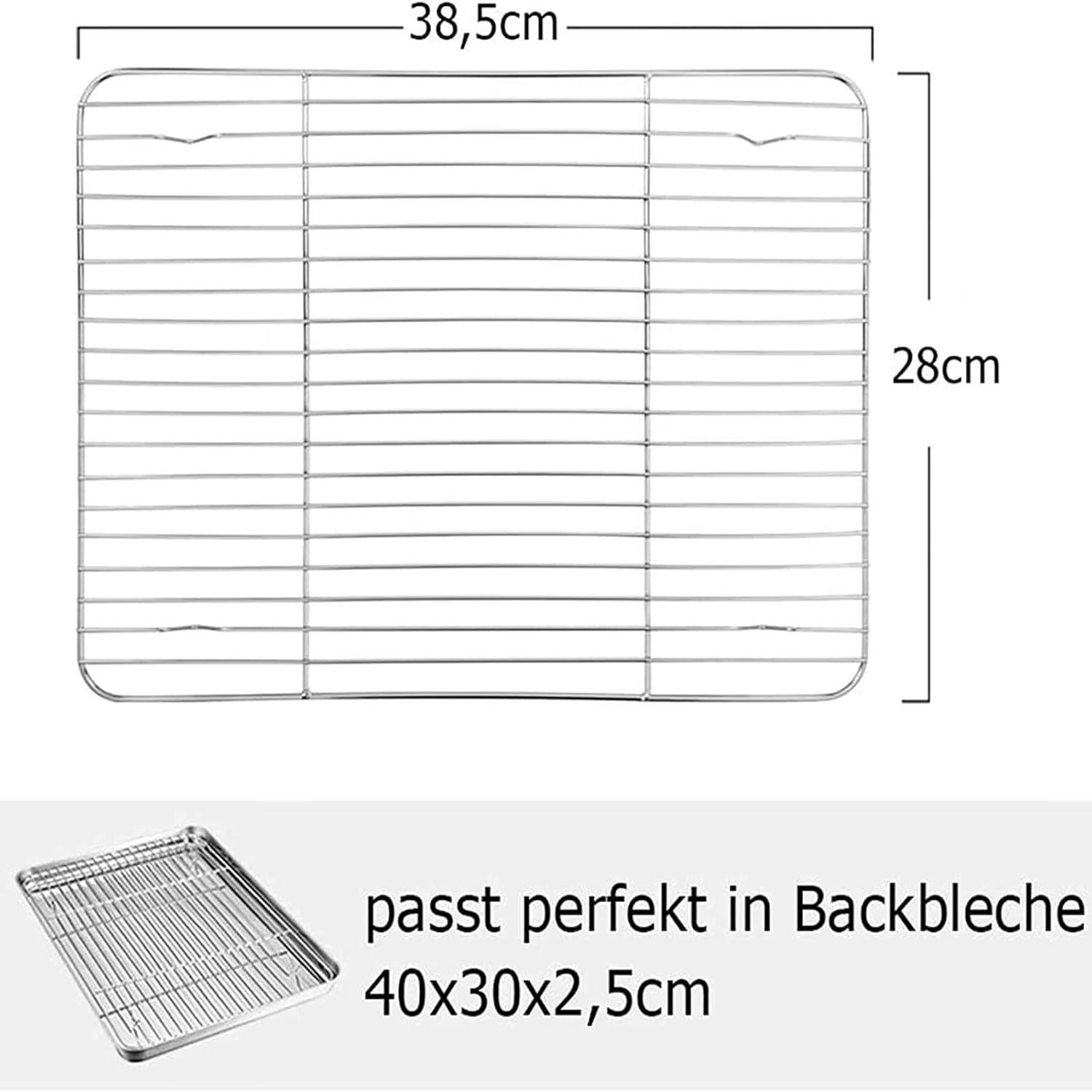 Abkühlgitter Edelstahl 2er-Set 38,5x28x1,5 cm Backen Grillen Kühlen