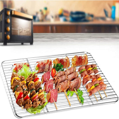 Edelstahl Abkühlgitter 2er-Set zum Braten Grillen Kühlen 38,5x28x1,5cm