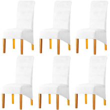 Dehnbarer Stuhlbezug XL – Samt, 6er-Set, Weiß