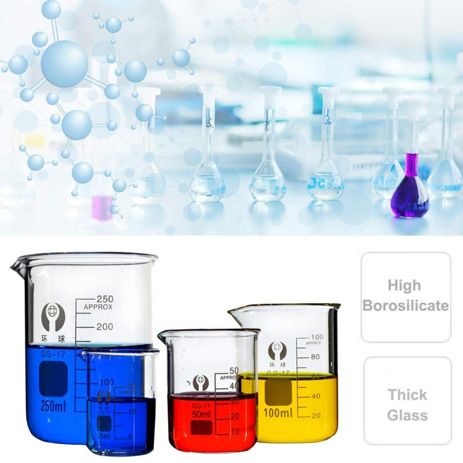 Borosilikatglas Bechergläser Set 3 Stück Graduierten Becherglas 50ml