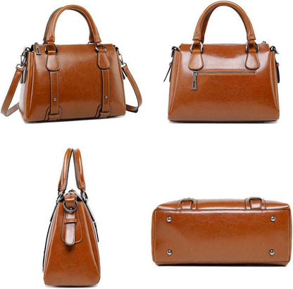 Damen Leder Handtasche Schultertasche Weinrot 21x14x30 cm