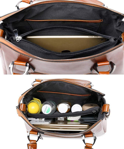 Damen Leder Handtasche Henkeltasche Umhängetasche 21 cm Weinrot