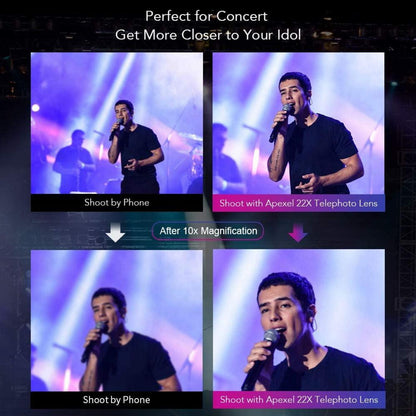 APEXEL HD Handyobjektiv-22X Teleobjektiv+25X Makroobjektiv 4 IN 1 Kit iPhone Samsung