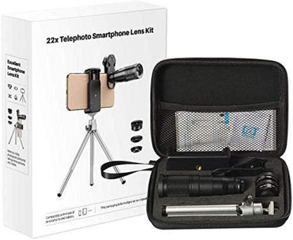 Handyobjektiv Set 4in1 Tele Makro Weitwinkel Fisheye mit Stativ